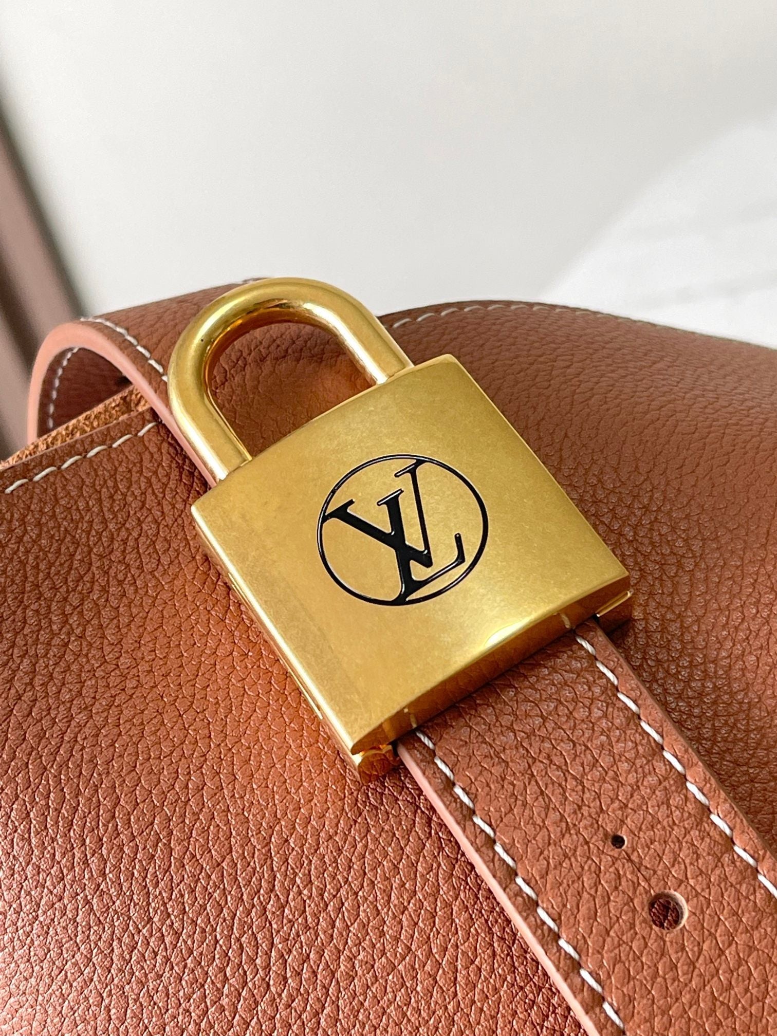 LOUIS VUITTON LOW KEY CABAS 47 IN SASSY SALMON GRAINED CALFSKIN GOLD BUCKLE
