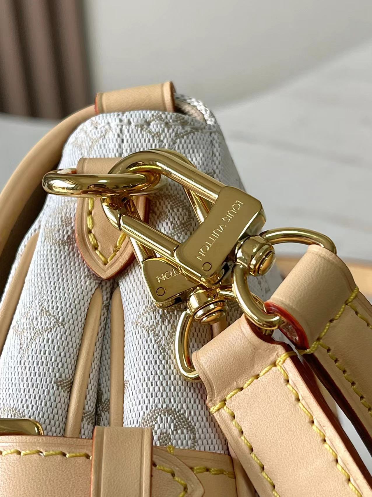 LOUIS VUITTON SAUMUR BB 20 WHITE MONOGRAM MINI JACQUARD AND LEATHER TRIM GOLD HARDWARE