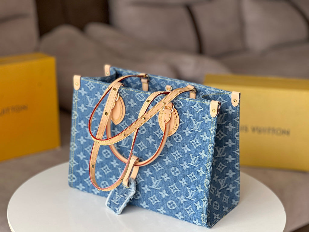 LOUIS VUITTON ONTHEGO 35 IN BLUE MONOGRAM DENIM