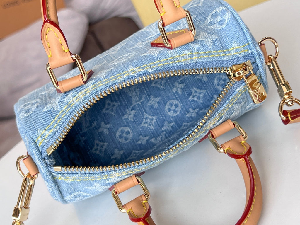 LOUIS VUITTON NANO SPEEDY 16 IN LIGHT BLUE MONOGRAM DENIM