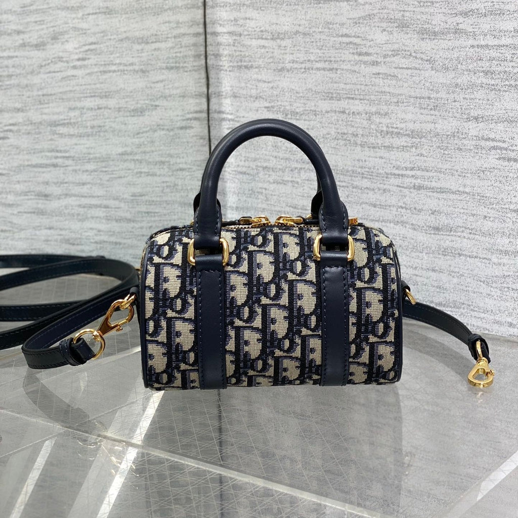 DIOR GROOVE MINI 17 BAG IN BLACK MIX BEIGE OBLIQUE MONOGRAM JACQUARD