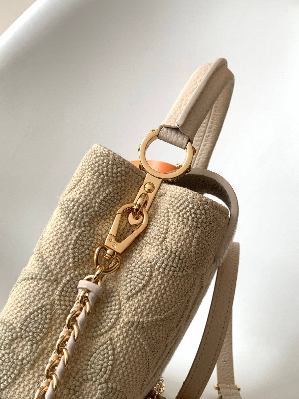 LOUIS VUITTON LV 25S CAPUCINES MINI BAG 21 IN VANILLA-COLORED EMBROIDERED CANVAS