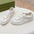 GUCCI SNEAKER WITH INTERLOCKING G IN WHITE SUEDE AND MESH