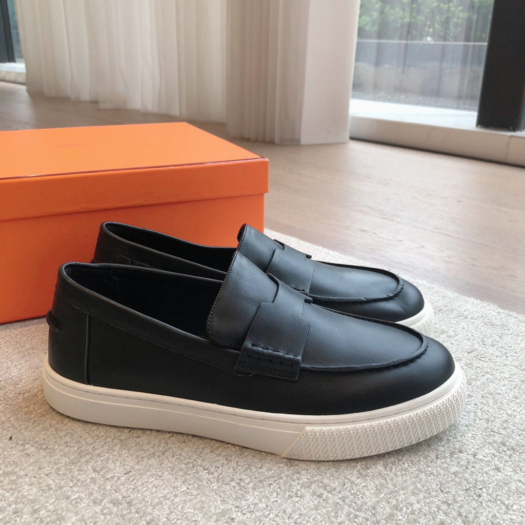 HERMES IKE SLIP-ON SNEAKER BLACK CALFSKIN
