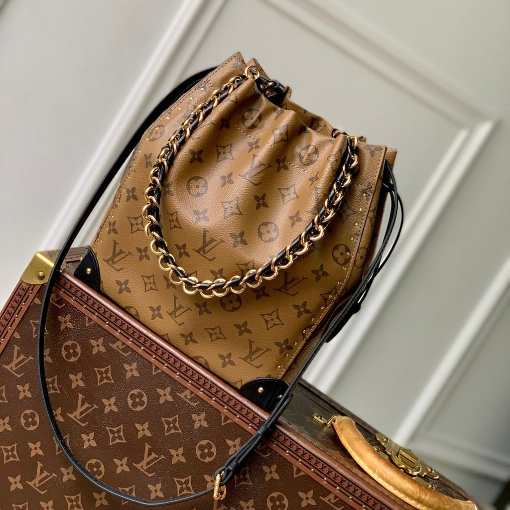 LOUIS VUITTON NOÉ TRUNK 23 IN BROWN MONOGRAM REVERSE CANVAS GOLD HARDWARE