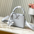 LOUIS VUITTON CAPUCINES MINI 21 IN CHROME GRAY TAURILLON SILVER HARDWARE