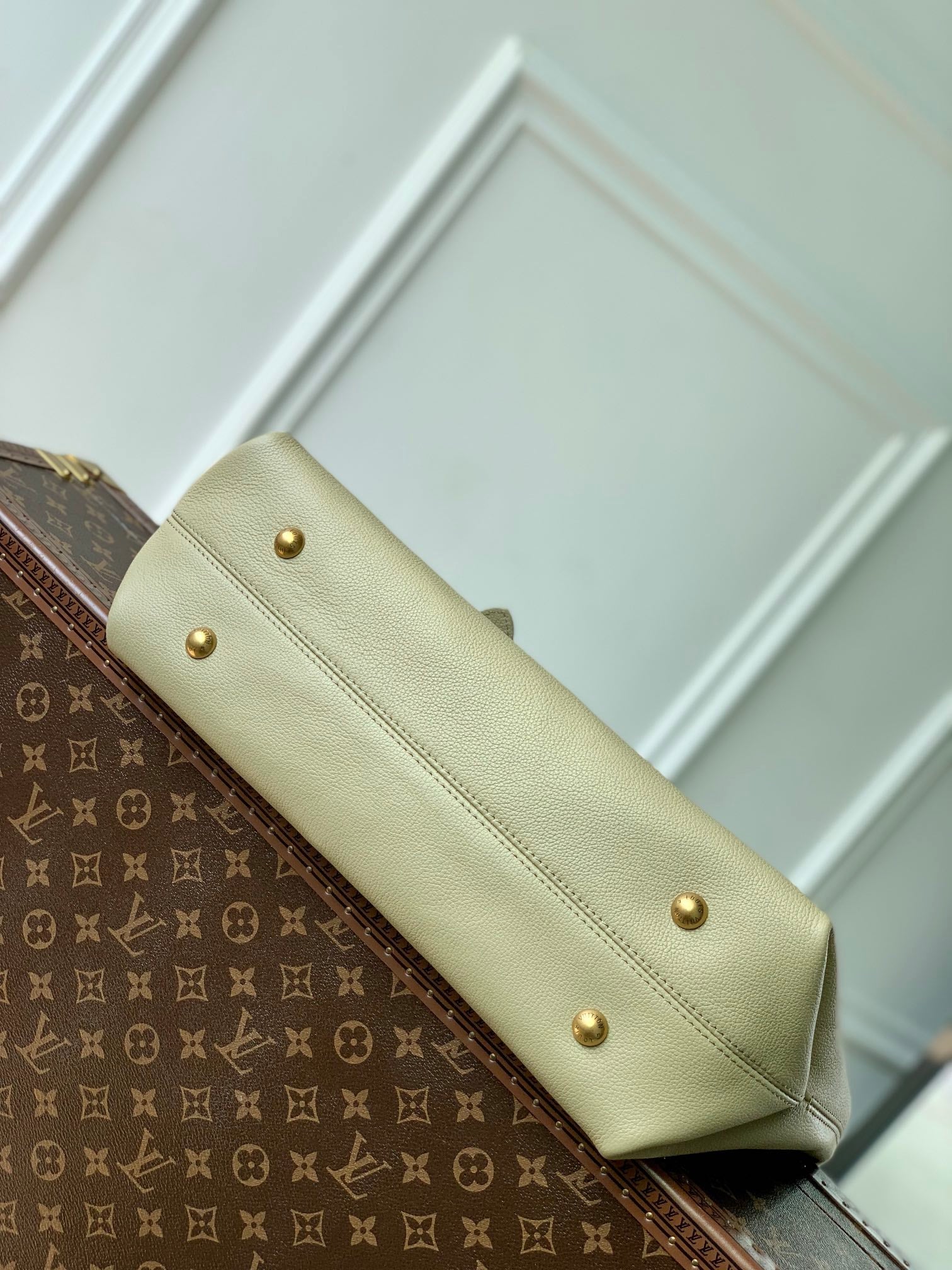 LOUIS VUITTON LOW KEY CABAS MM BAG 47 IN BASIL GREEN GRAINED CALFSKIN