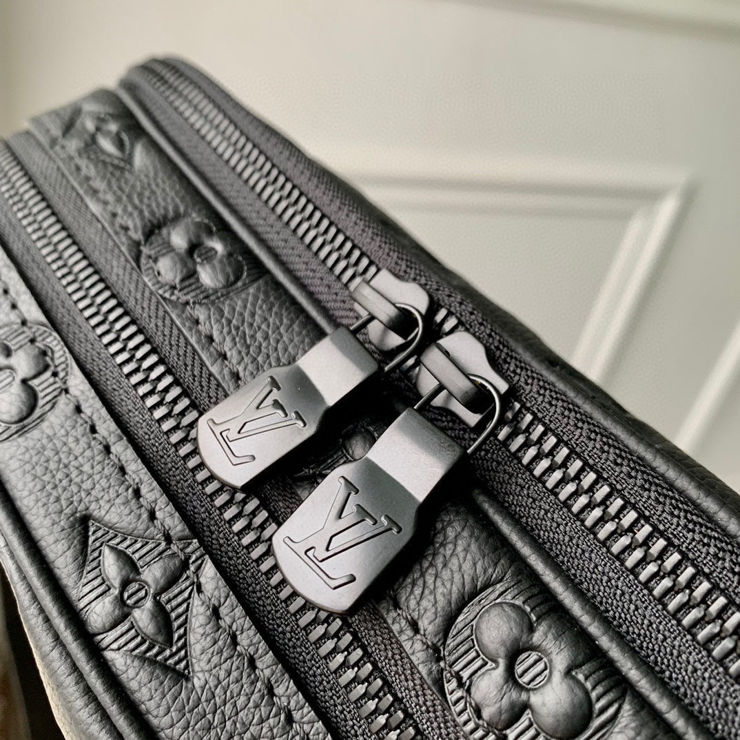 LOUIS VUITTON ALPHA NANO BAG 24 IN BLACK MONOGRAM SHADOW EMBOSSED COWHIDE