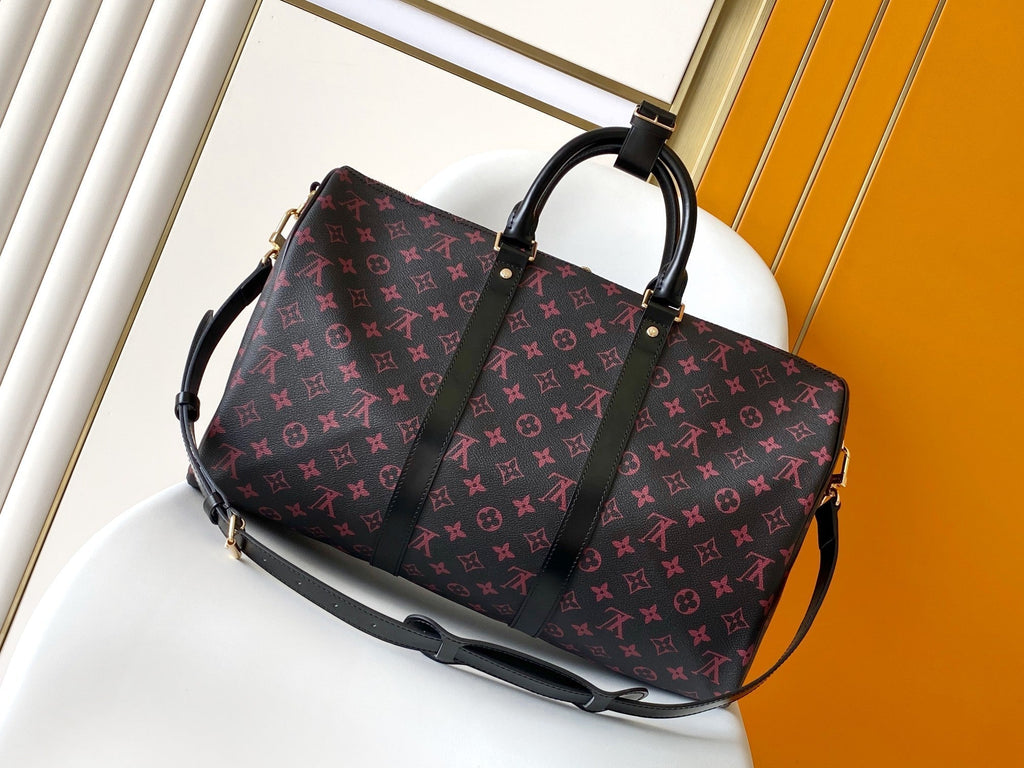 LOUIS VUITTON KEEPALL BANDOULIÈRE 45 IN BLACK MONOGRAM TOMETTE CANVAS