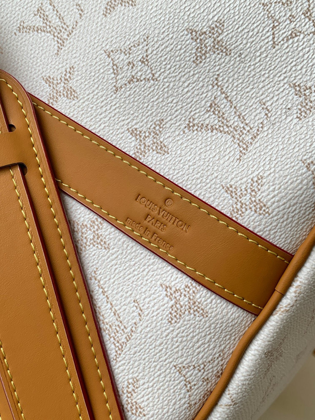 LOUIS VUITTON LV 25S KEEPALL BANDOULIÈRE BAG 45 IN WHITE MONOGRAM HERITAGE CALFSKIN