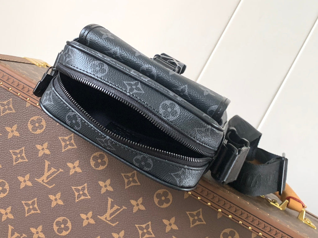 LOUIS VUITTON LV 25S GETAWAY MESSENGER BAG 20 IN BLACK MONOGRAM ECLIPSE CANVAS