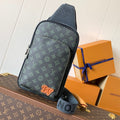 LOUIS VUITTON AVENUE SLINGBAG 31 IN BLACK MONOGRAM CANVAS WITH BROWN LOGO