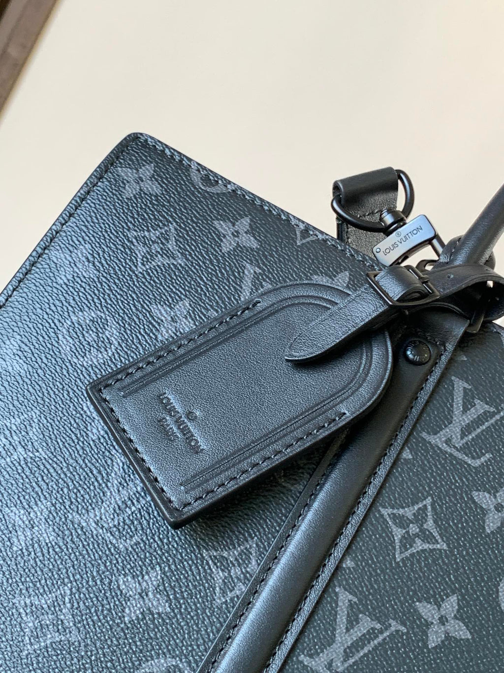 LOUIS VUITTON LV 25S SAC PLAT BAG 39 IN BLACK MONOGRAM ECLIPSE CANVAS