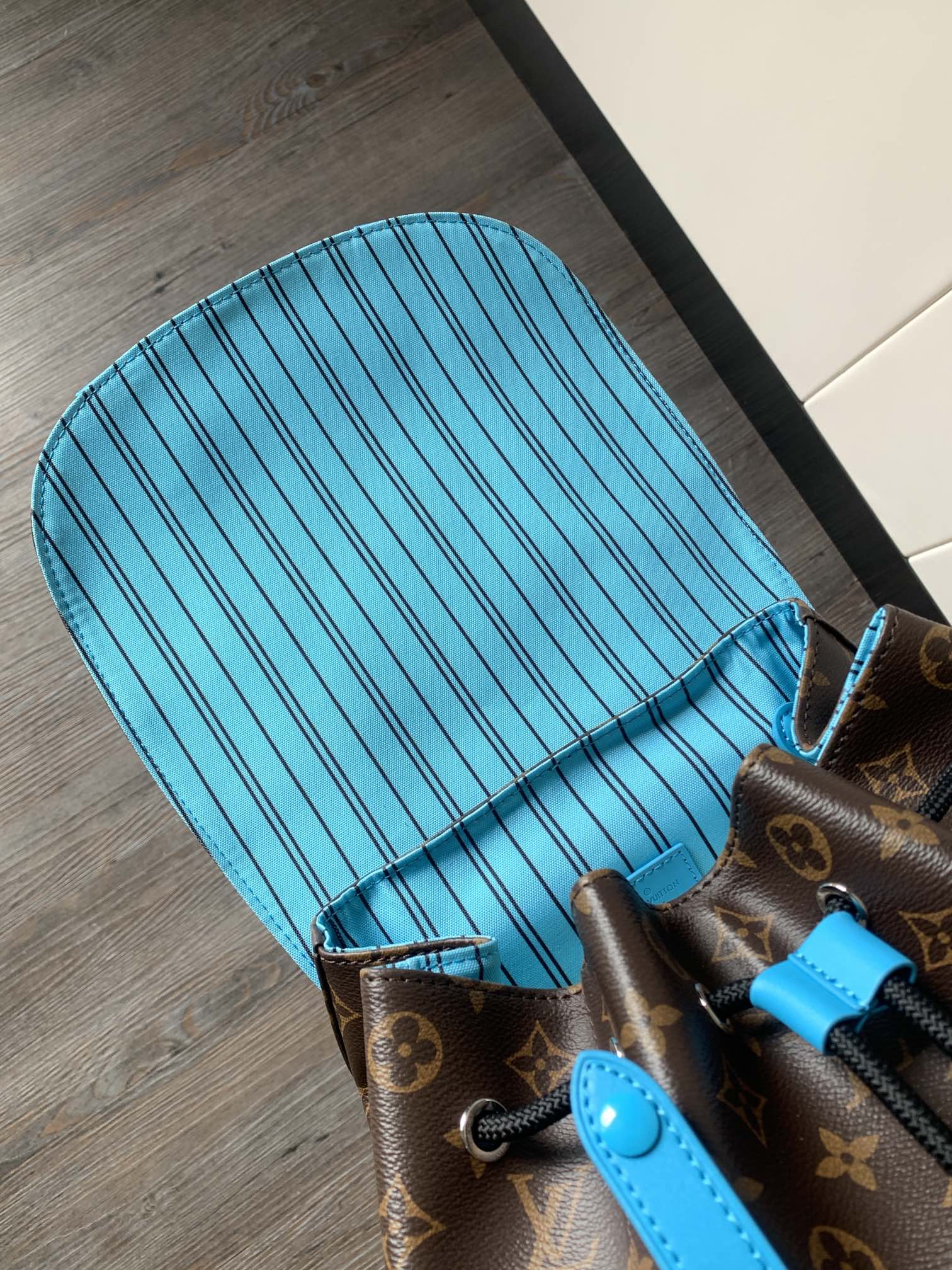 LOUIS VUITTON LV 25S CHRISTOPHER BACKPACK 48 IN BROWN AND CAPRI BLUE CANVAS MONOGRAM