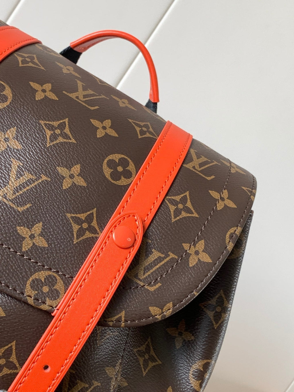 LOUIS VUITTON LV 25S CHRISTOPHER BACKPACK 48 IN BROWN AND VERMILION CANVAS MONOGRAM