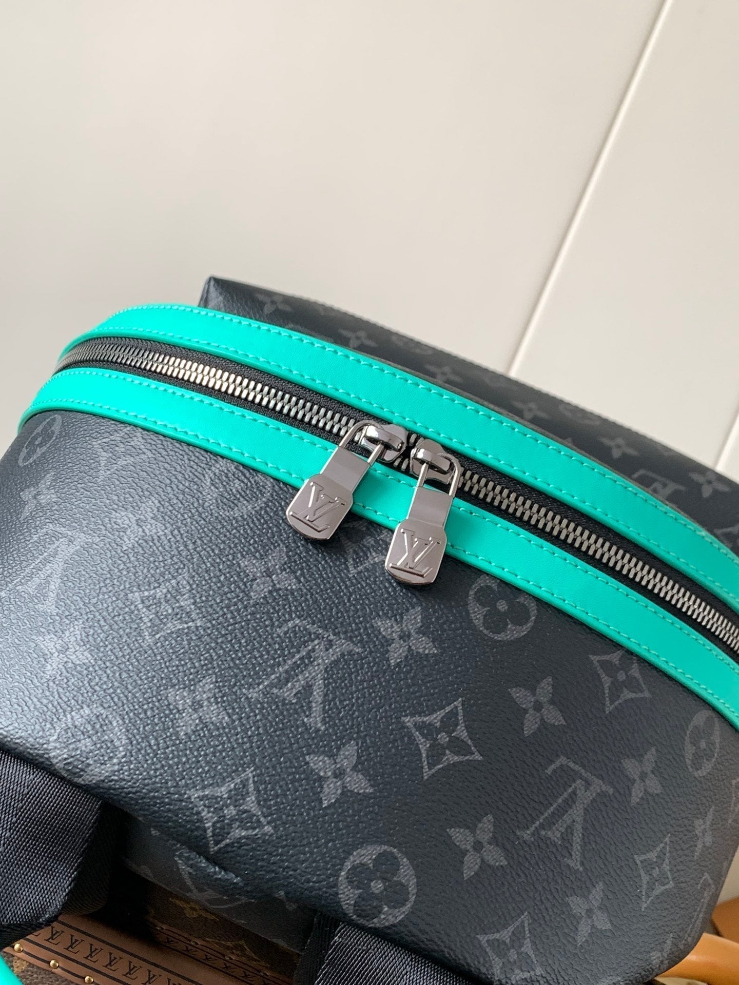 LOUIS VUITTON LV 25S DISCOVERY PM BACKPACK 38 IN BLACK AQUA MONOGRAM ECLIPSE CANVAS AND CALFSKIN