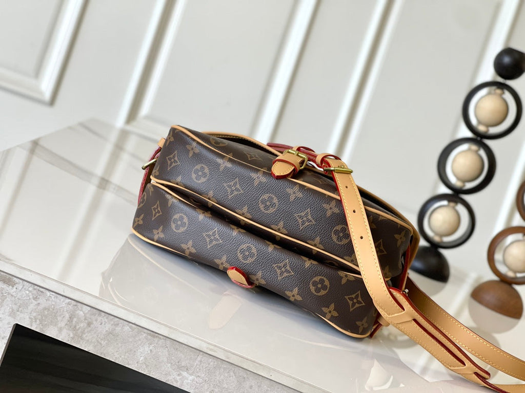 LOUIS VUITTON SAUMUR BB 35 IN BROWN MONOGRAM CANVAS AND LEATHER TRIM GOLD HARDWARE