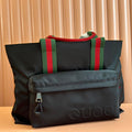 GUCCI WEB STRIPE-STRAP TOTE BAG 45 IN BLACK CANVAS