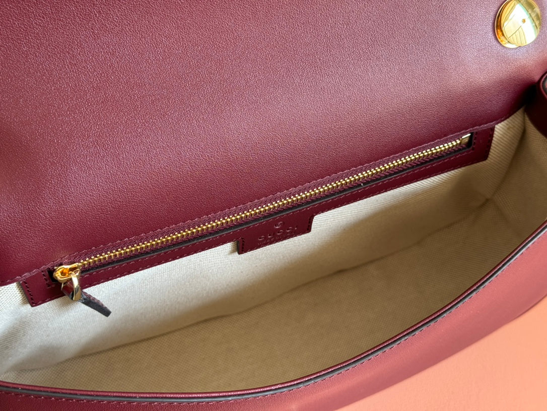 GUCCI BLONDIE LARGE TOP HANDLE BAG 32 IN ROSSO ANCORA RED CALFSKIN