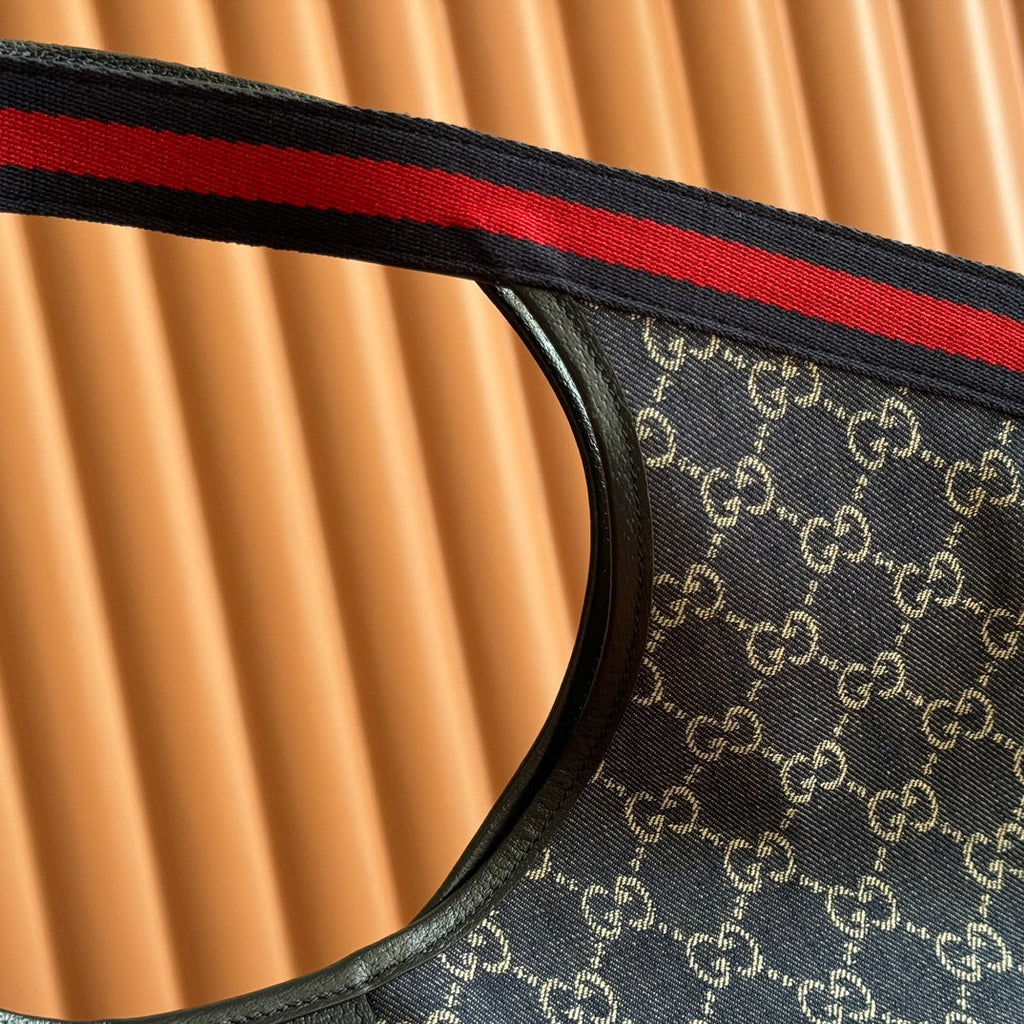GUCCI GIGLIO LARGE TOTE BAG 60 IN BLUE AND WHITE  DENIM