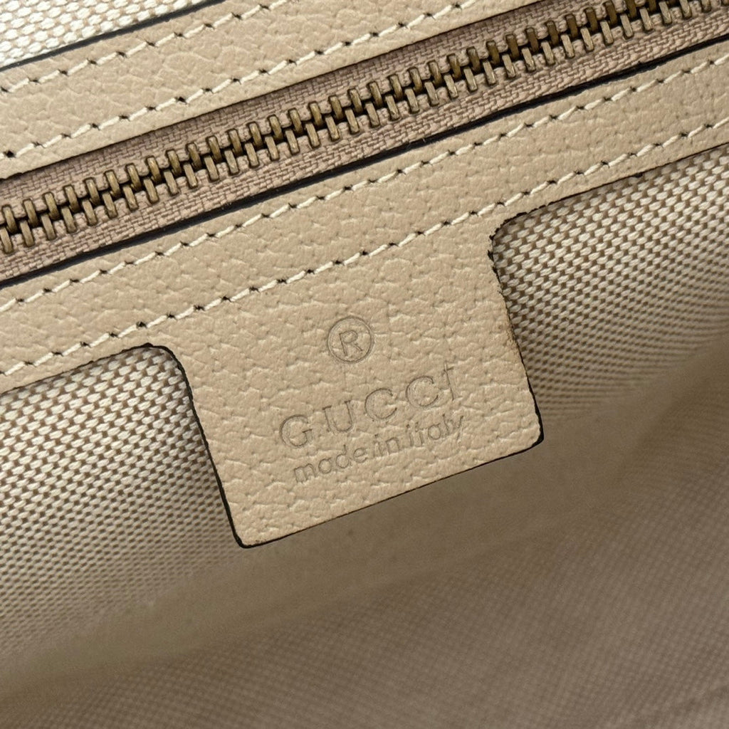 GUCCI 25S EPILOGUE BAG 30 IN BEIGE AND WHITE CALFSKIN