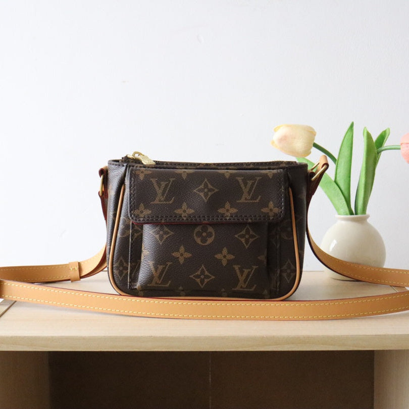 LOUIS VUITTON LV 25S SHOULDER BAG 19 IN BROWN MONOGRAM CALFSKIN GOLD HARDWRE
