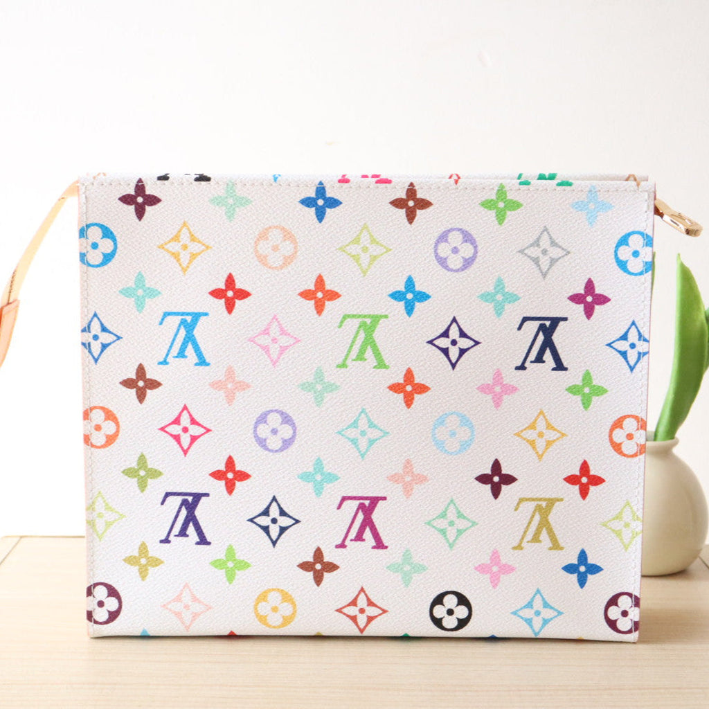 LOUIS VUITTON TOILETRY POUCH 25 IN WHITE MIX COLORFUL CALFSKIN