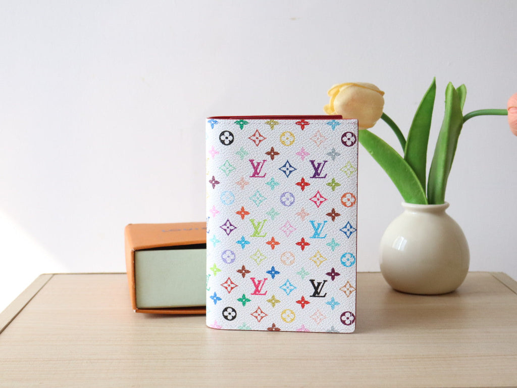 LOUIS VUITTON DOLL PASSPORT WALLET IN WHITE MIX COLORFUL CALFSKIN
