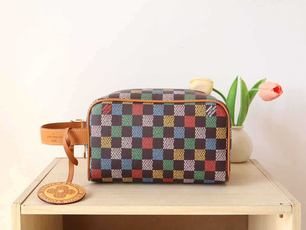 LOUIS VUITTON DOPP KIT LOCKER BAG 23 IN COLORFUL DAMIER CALFSKIN
