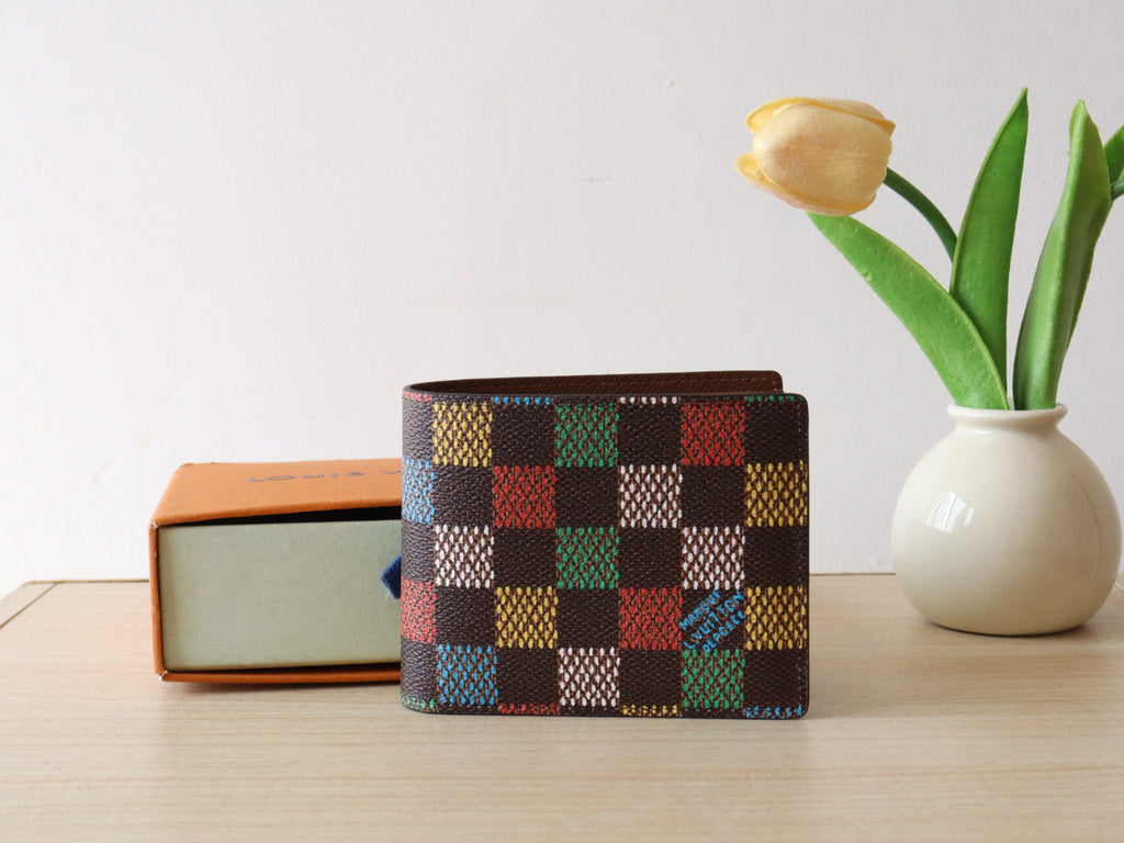 LOUIS VUITTON SLENDER WALLET 11 IN COLORFUL DAMIER EBENE CANVAS