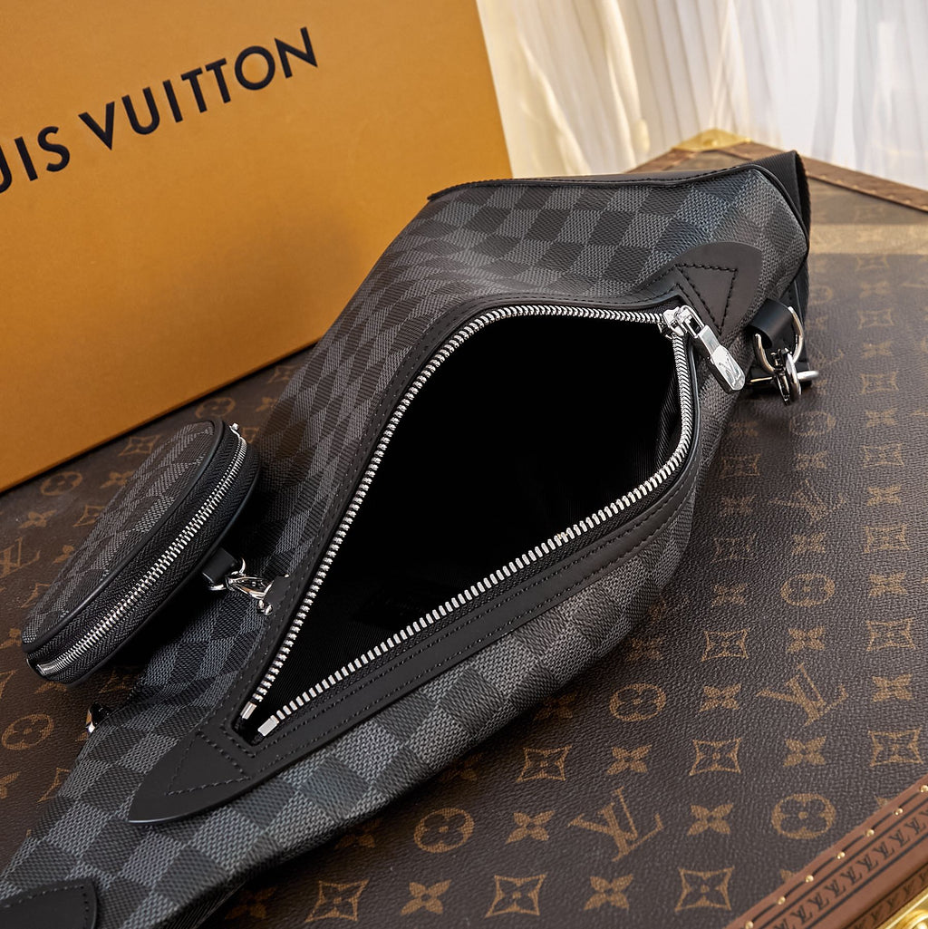 LOUIS VUITTON DUO CROSSBAG 42 IN GREY BLACK DAMIER GRAPHITE CANVAS