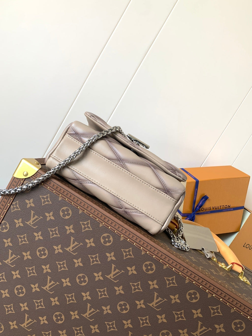 LOUIS VUITTON LV 25S GO-14 MM 23 IN BROWN QUILTED LAMBSKIN SILVER HARDWRE