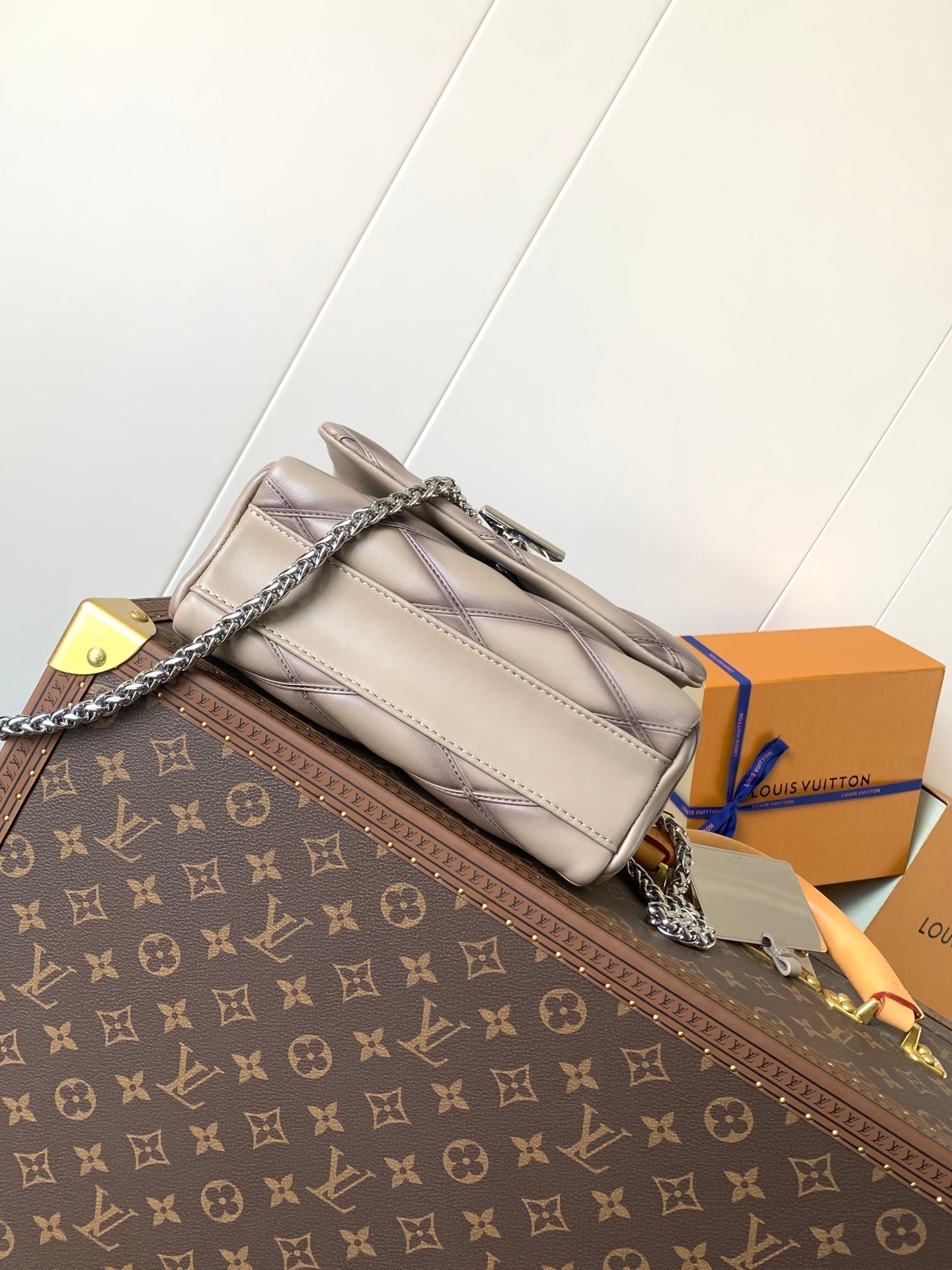 LOUIS VUITTON LV 25S GO-14 MM 23 IN BROWN QUILTED LAMBSKIN SILVER HARDWRE