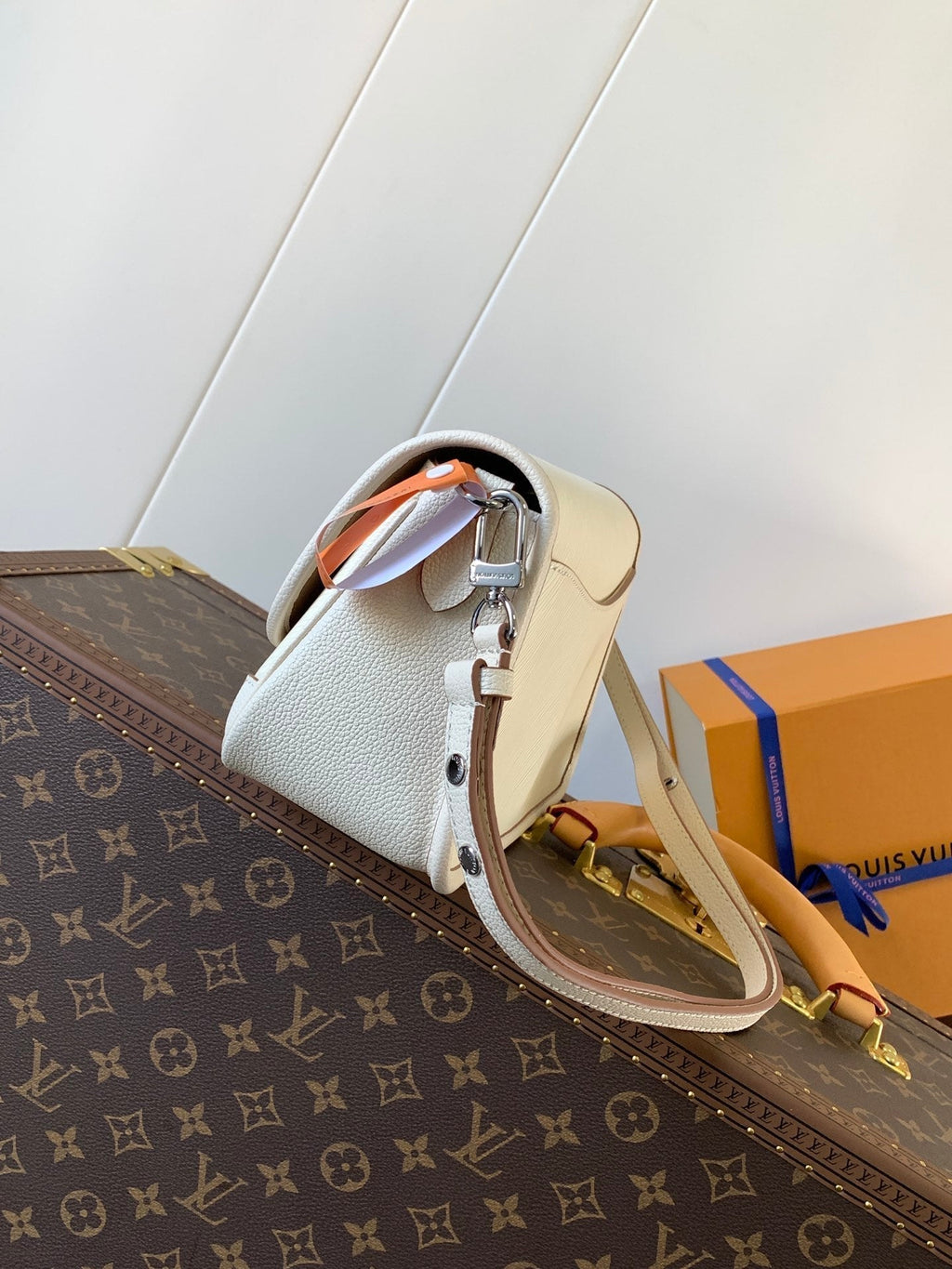 LOUIS VUITTON BUCI BAG 24 IN QUARTZ WHITE EPI GRAIN COWHIDE