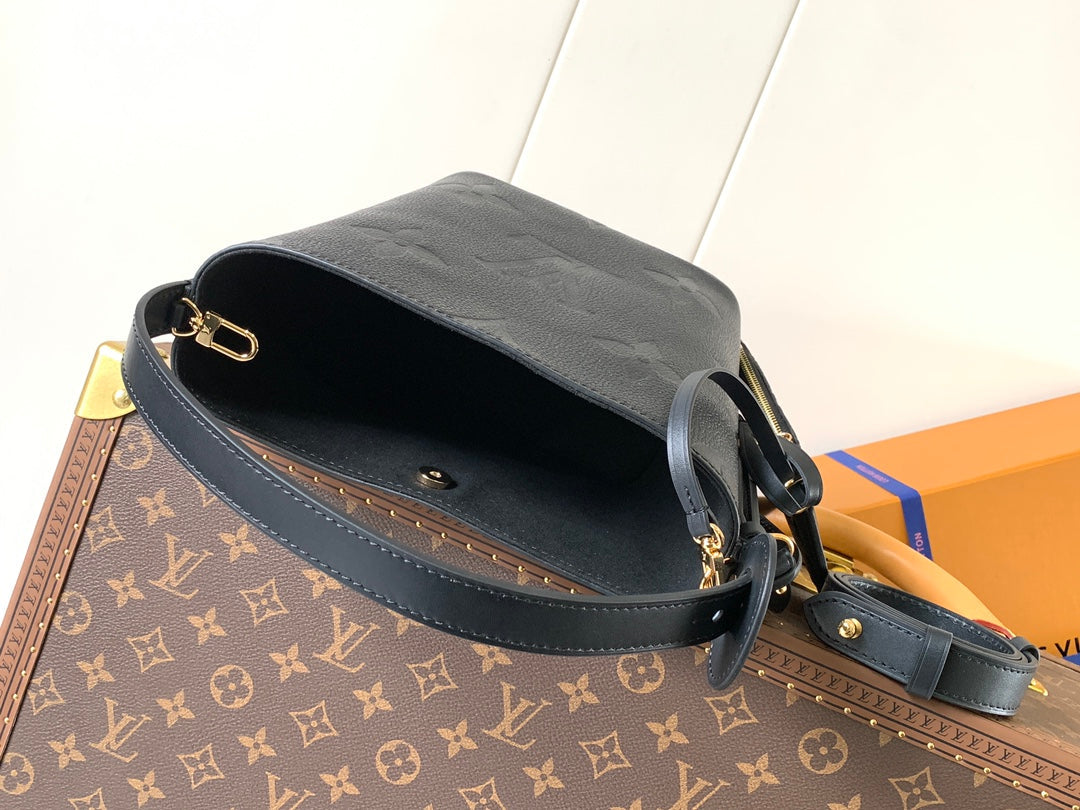 LOUIS VUITTON ALL IN BB BAG 18 IN BLACK EMBOSSED COWHIDE