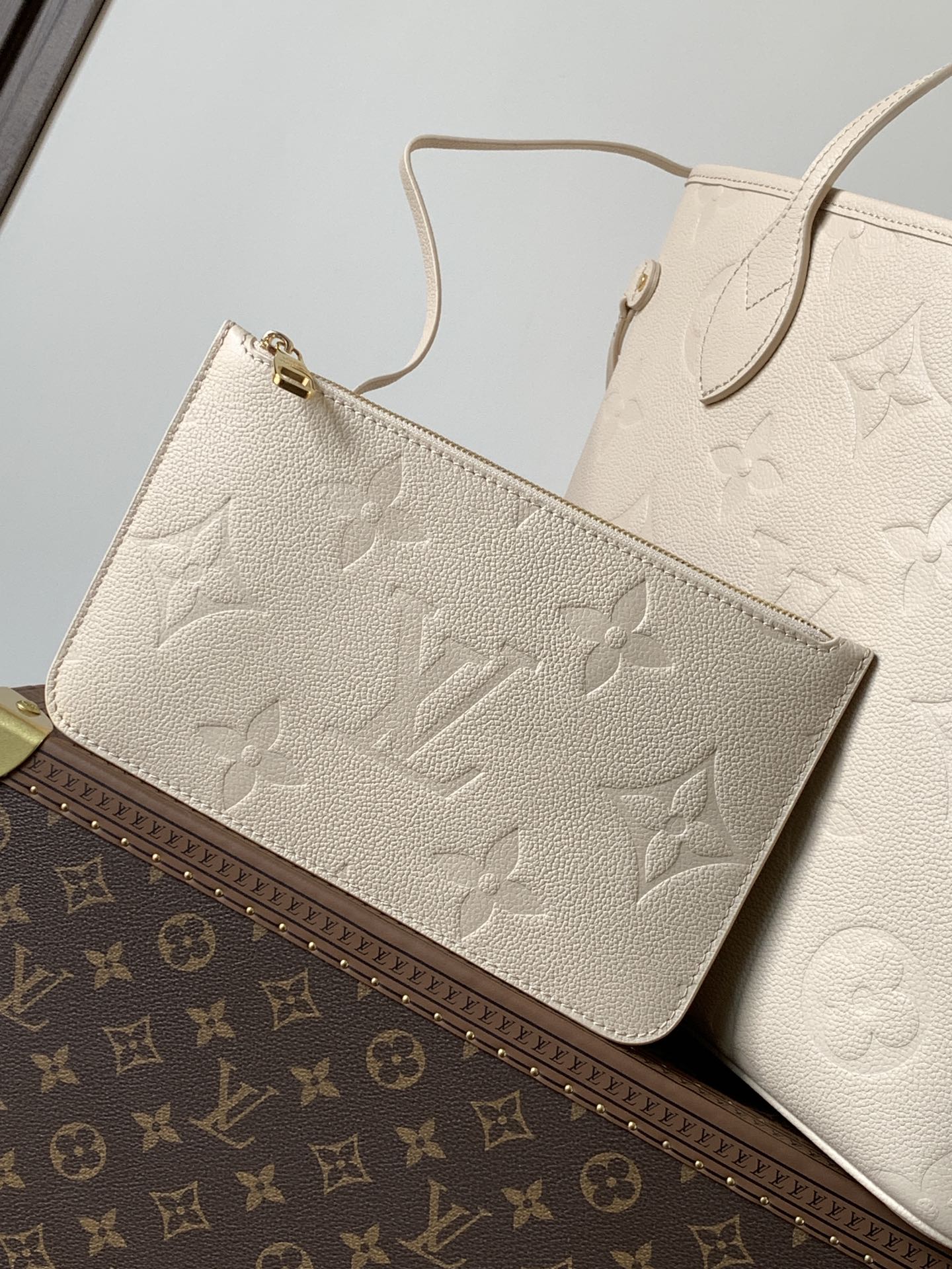 LOUIS VUITTON NEVERFULL 32 LIGHT BEIGE MONOGRAM EMPREINTE LEATHER