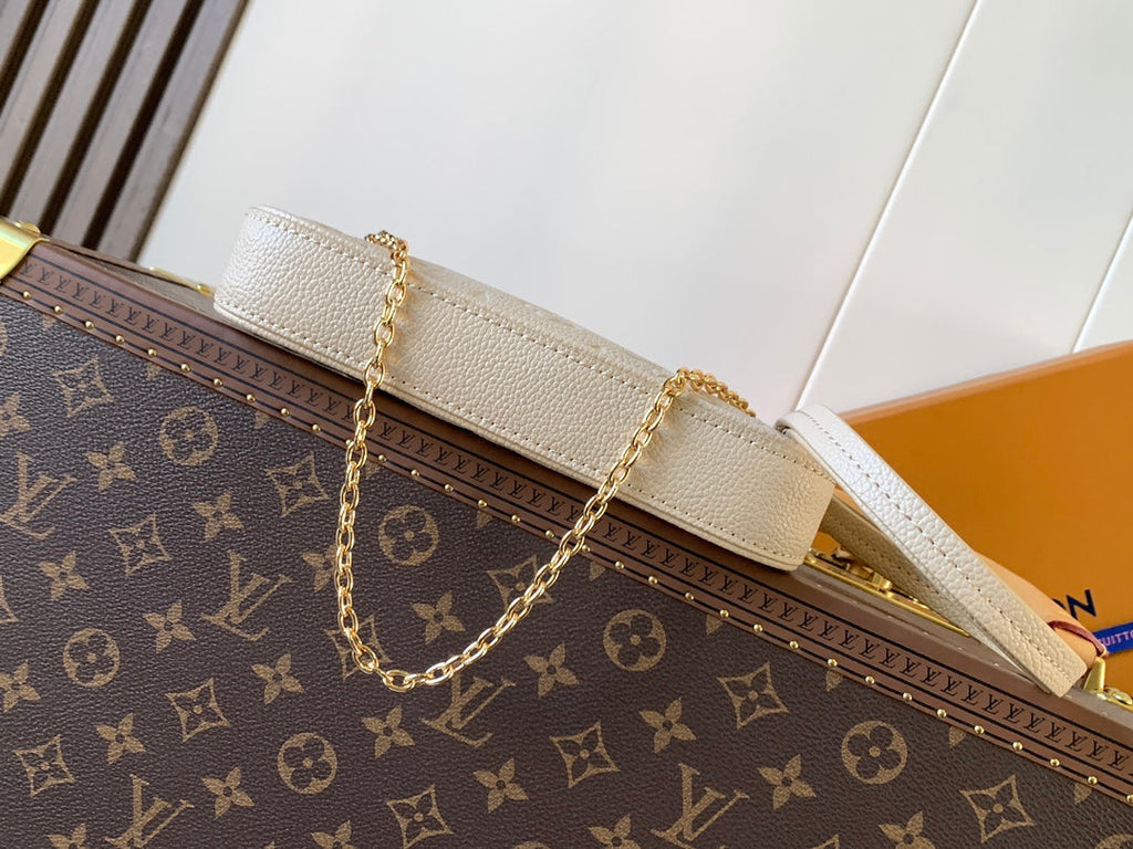 LOUIS VUITTON EASY POUCH ON STRAP 19 IN BEIGE MONOGRAM EMPREINTE LEATHER