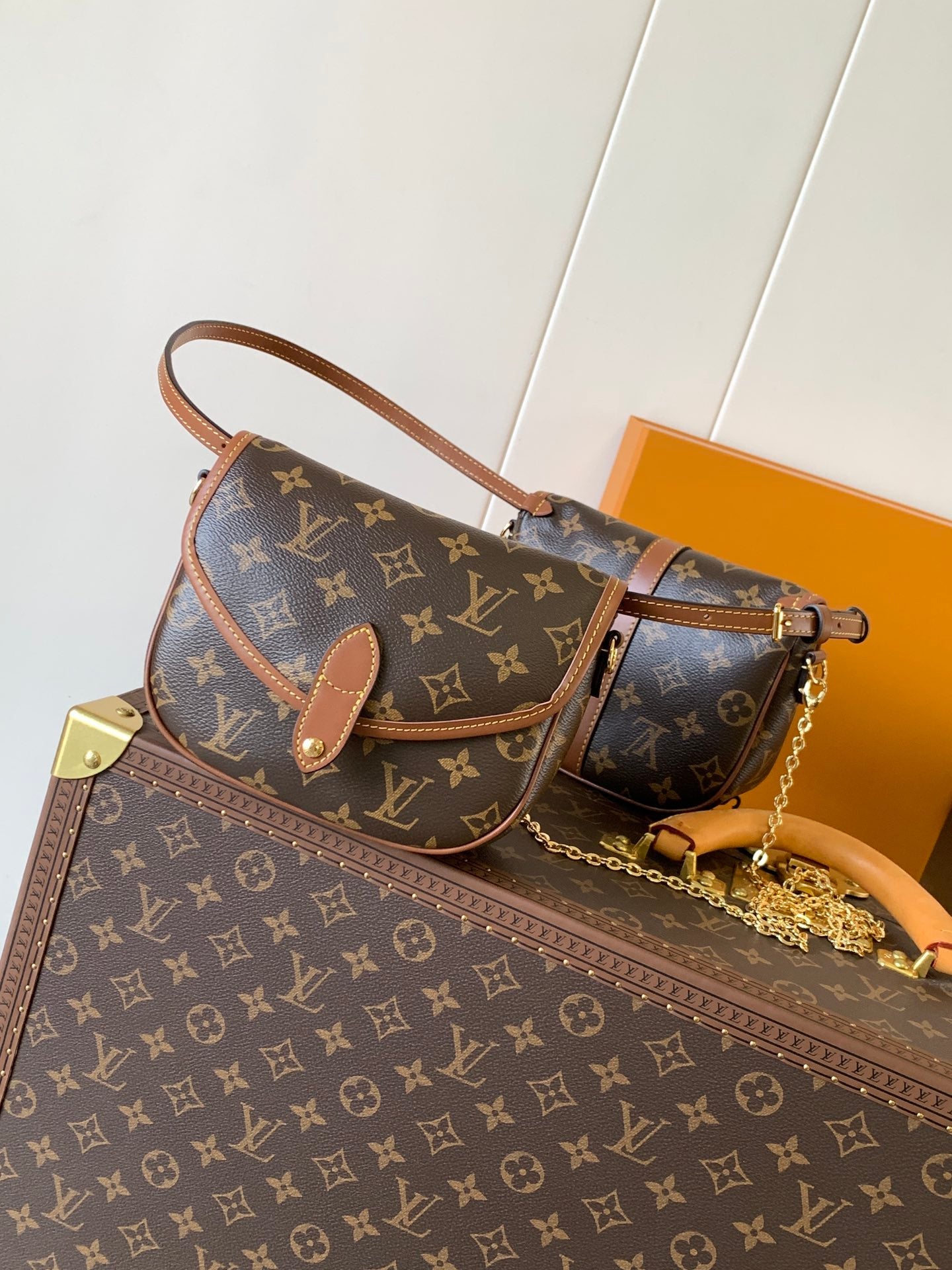 LOUIS VUITTON LV 25S DUO BB BAG 19 IN BROWN MONOGRAM COATED CANVAS AND CALFSKIN