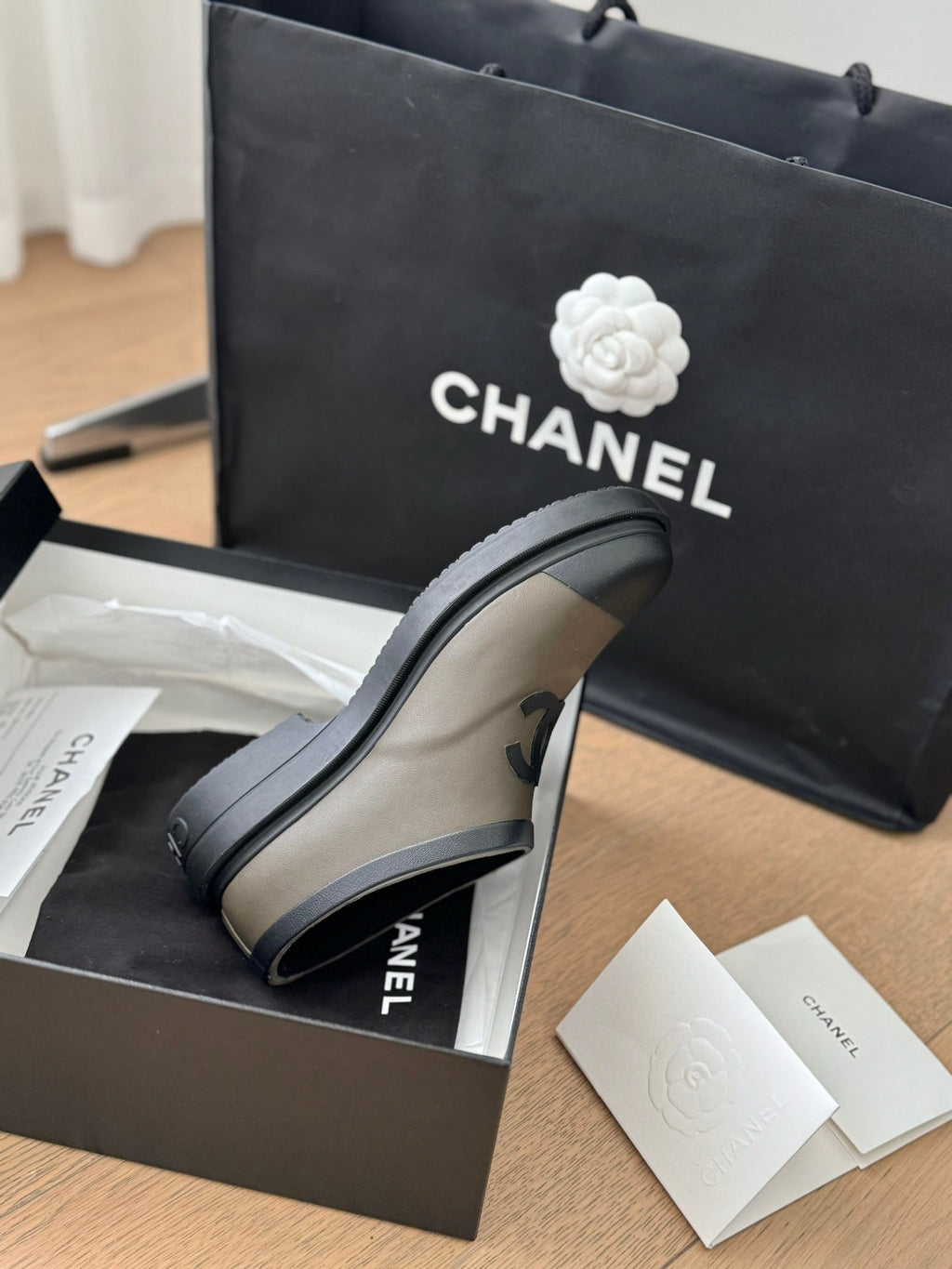 CHANEL SHORT BOOTS IN MOCHA BROWN MIX BLACK RUBBER