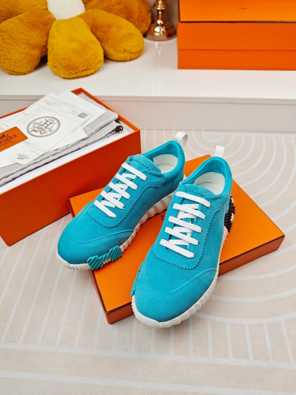 HERMES BOUNCING SNEAKERS SKY BLUE CALFSKIN