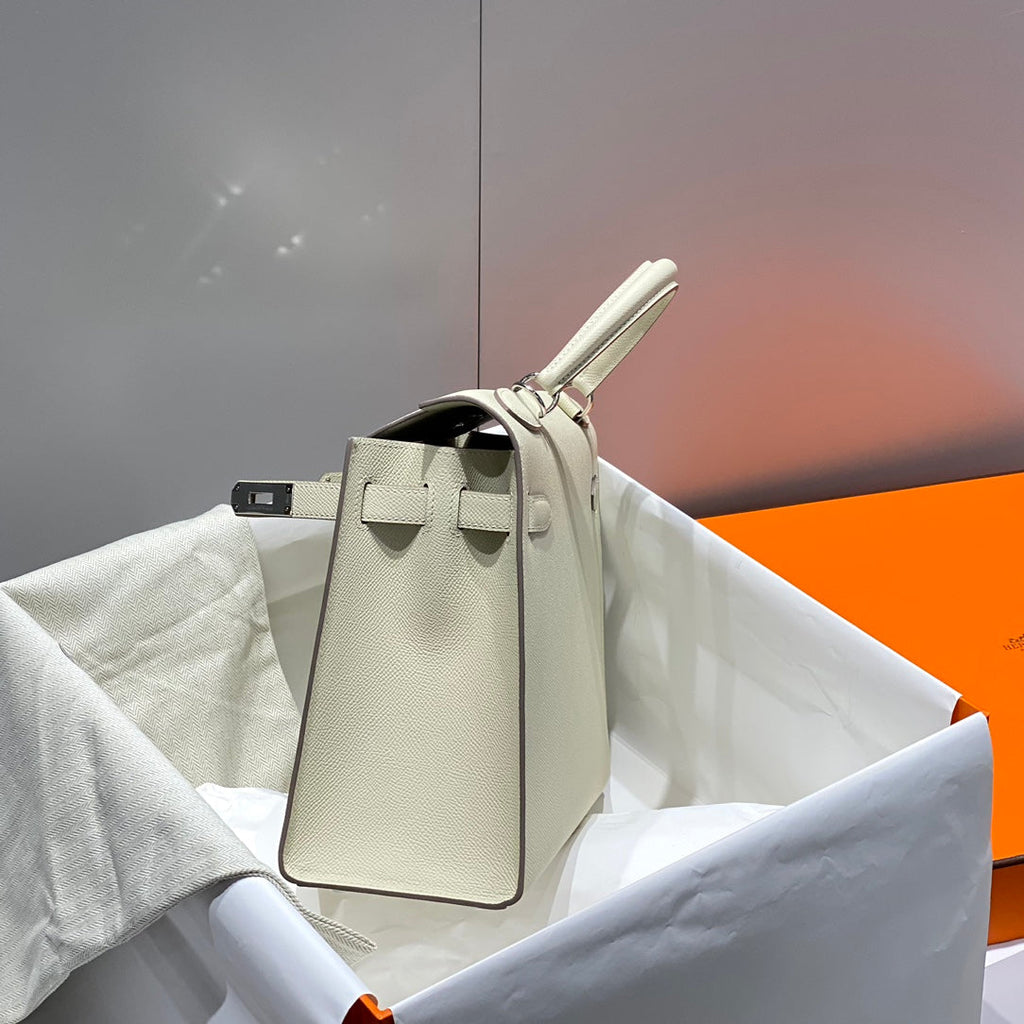 HERMES KELLY 28CM IN NATA EPSOM CALFSKIN SILVER HARDWARE