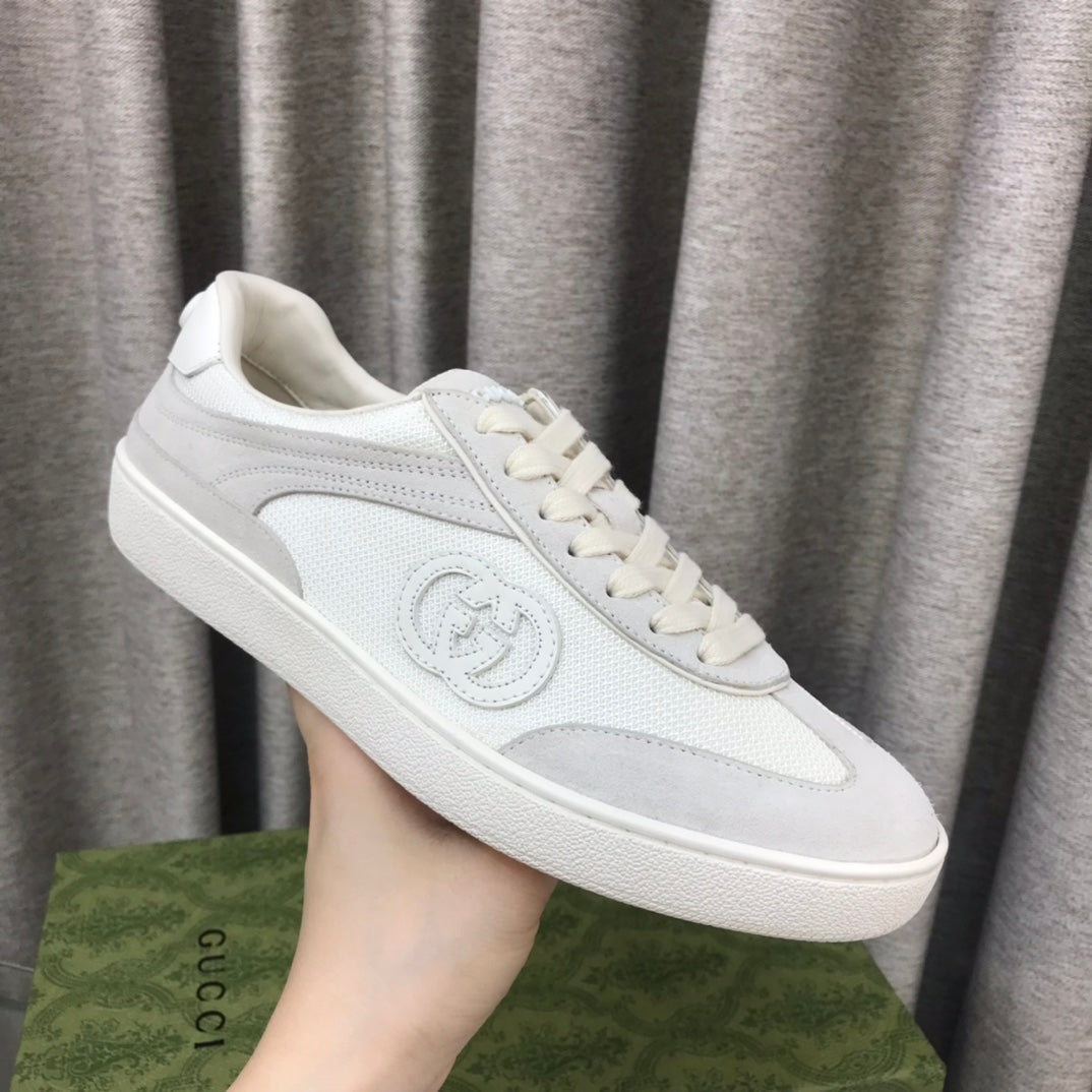 GUCCI INTERLOCKING G SNEAKER LIGHT GRAY SUEDE