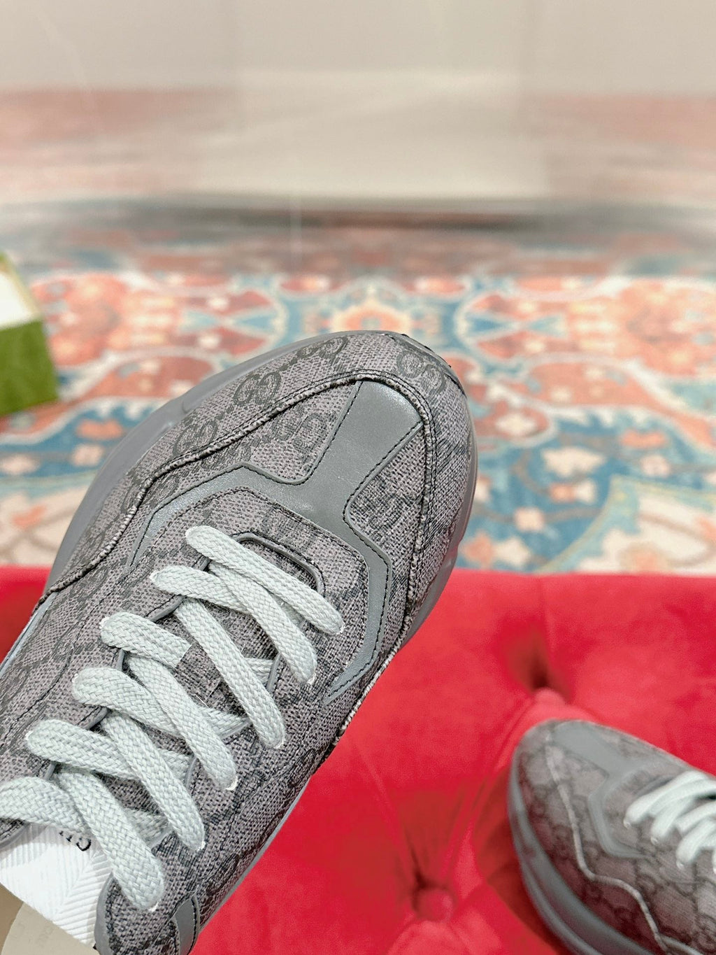 GUCCI RHYTON TRAINER GRAY CALFSKIN