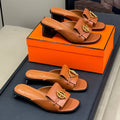 HERMES ISLE SANDAL IN BRONZE BROWN CALFSKIN