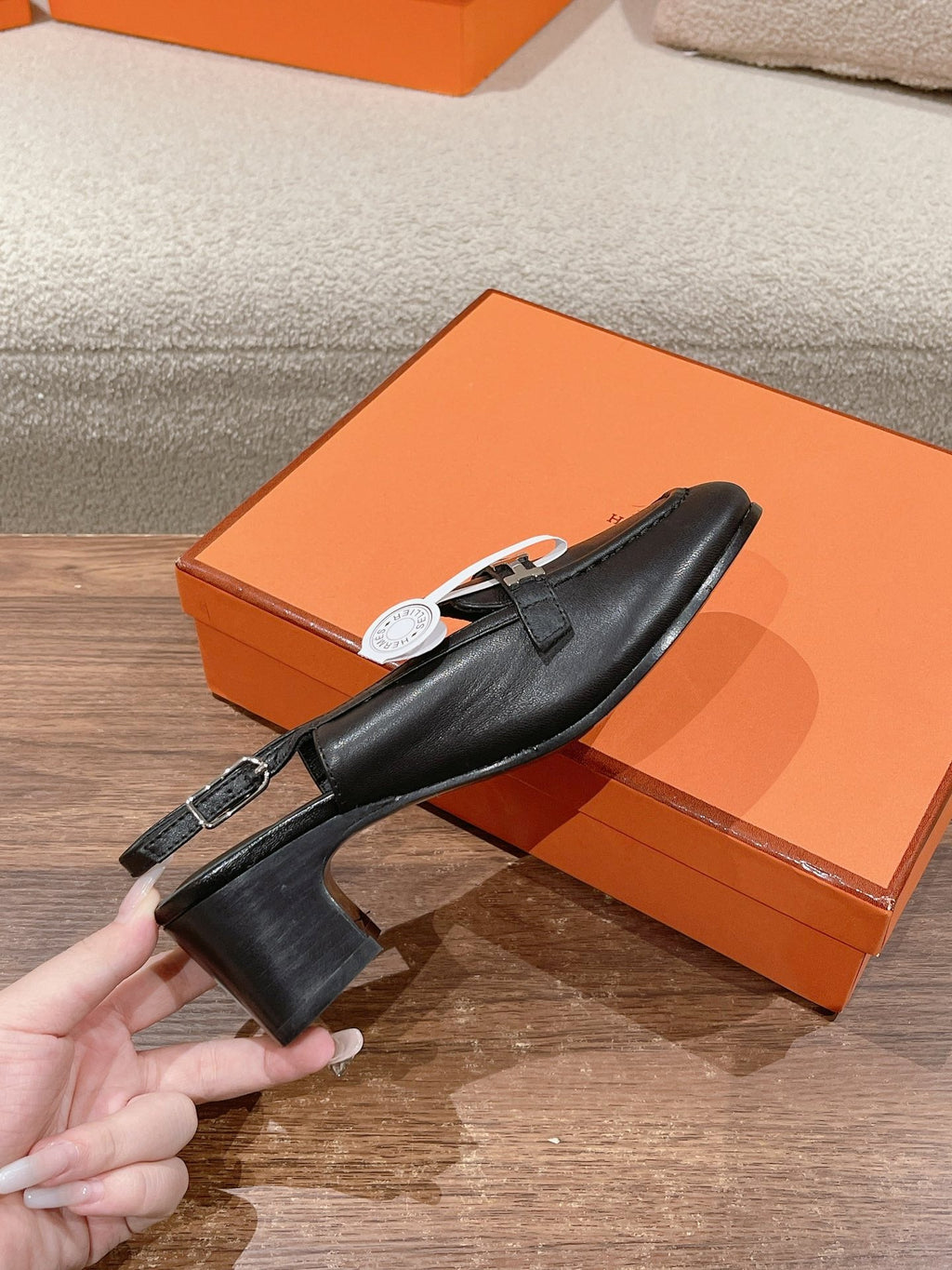 HERMES INFINIE 50 PUMP BLACK LAMBSKIN