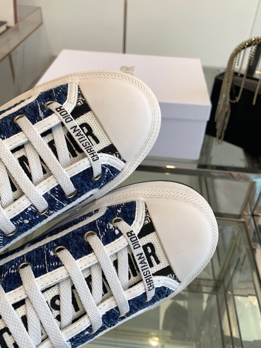 DIOR WALK'N PLATFORM SNEAKER DENIM BLUE CANNAGE TWEED