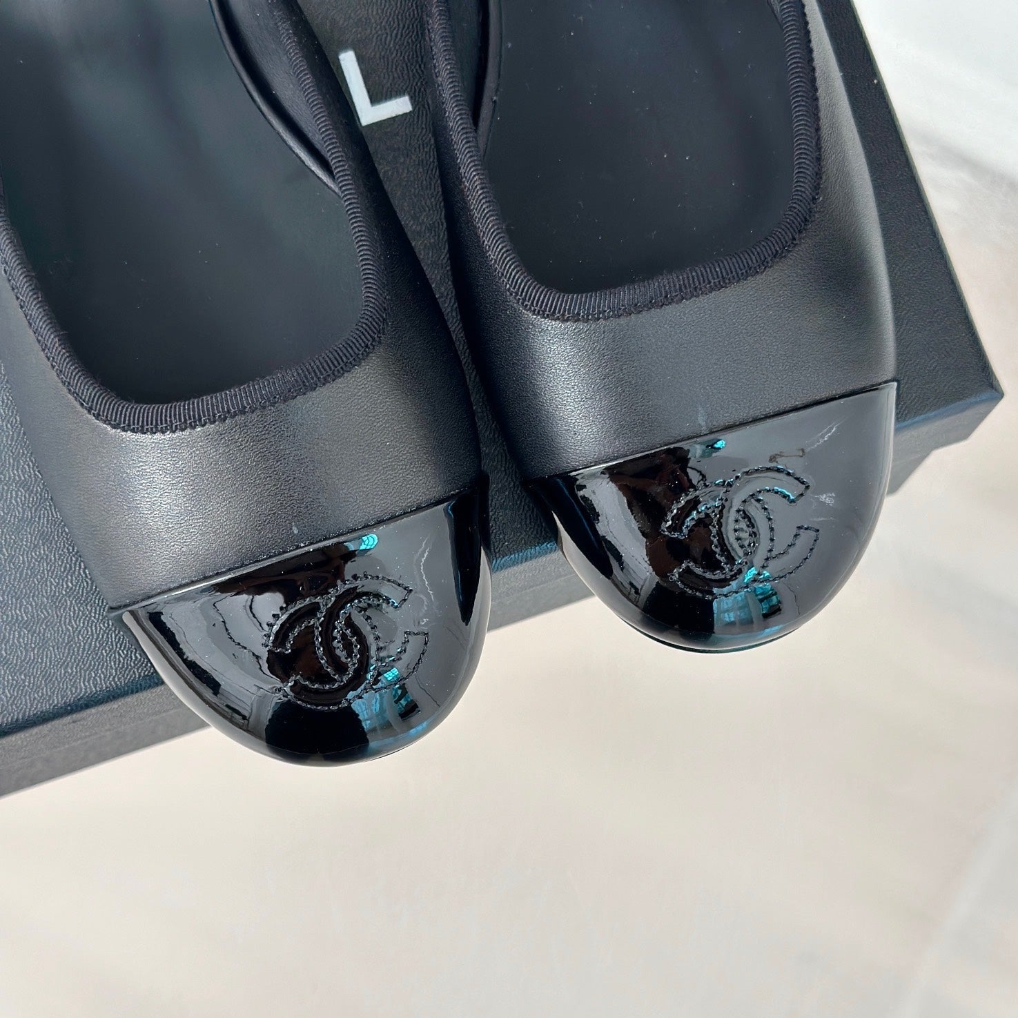 CHANEL Double C Two-Tone Chain Mules Black Lambskin