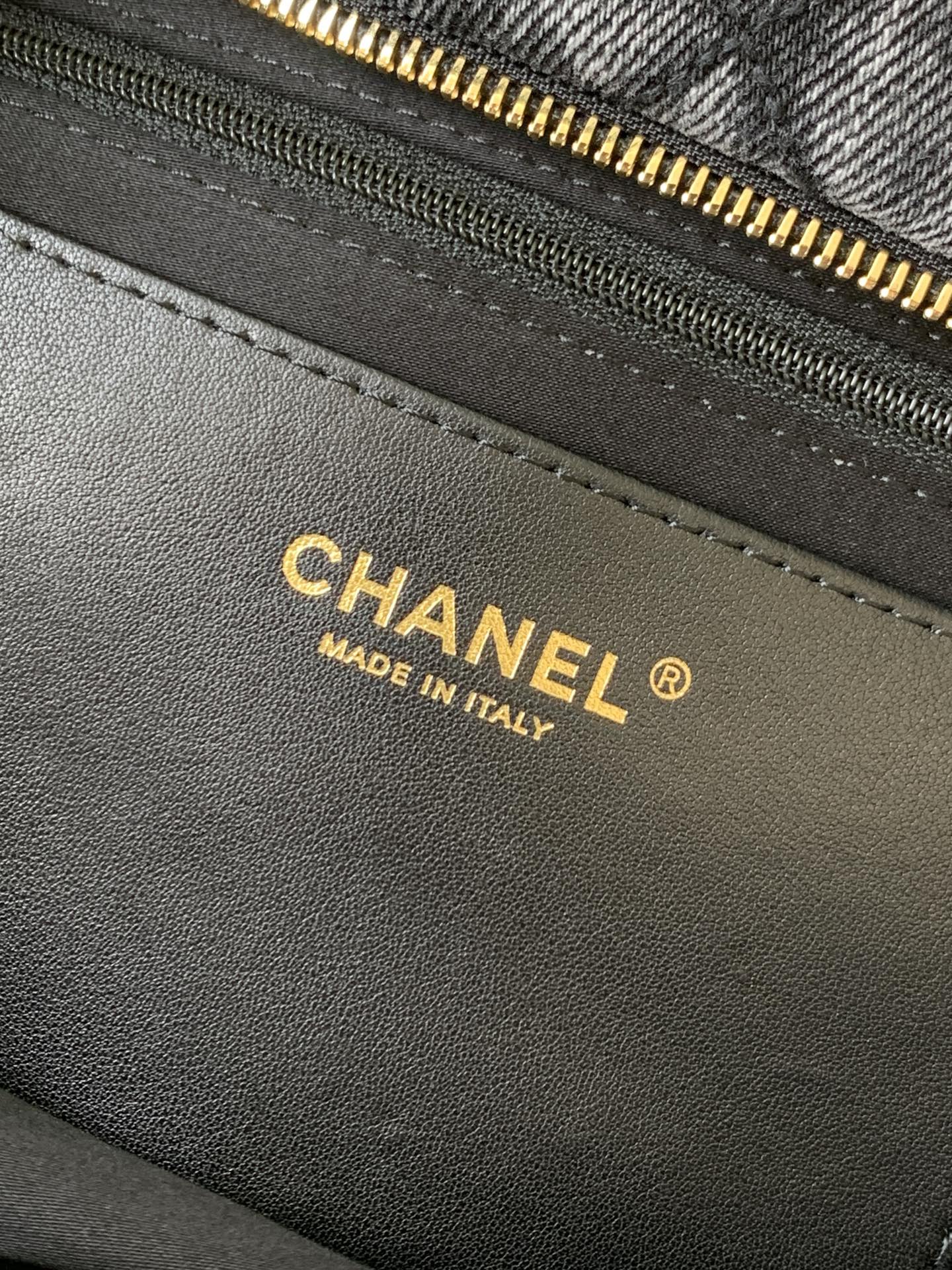 CHANEL 25S MAXI BOW BAG 38 IN DARK GREY DENIM WITH GOLD HARDWARE