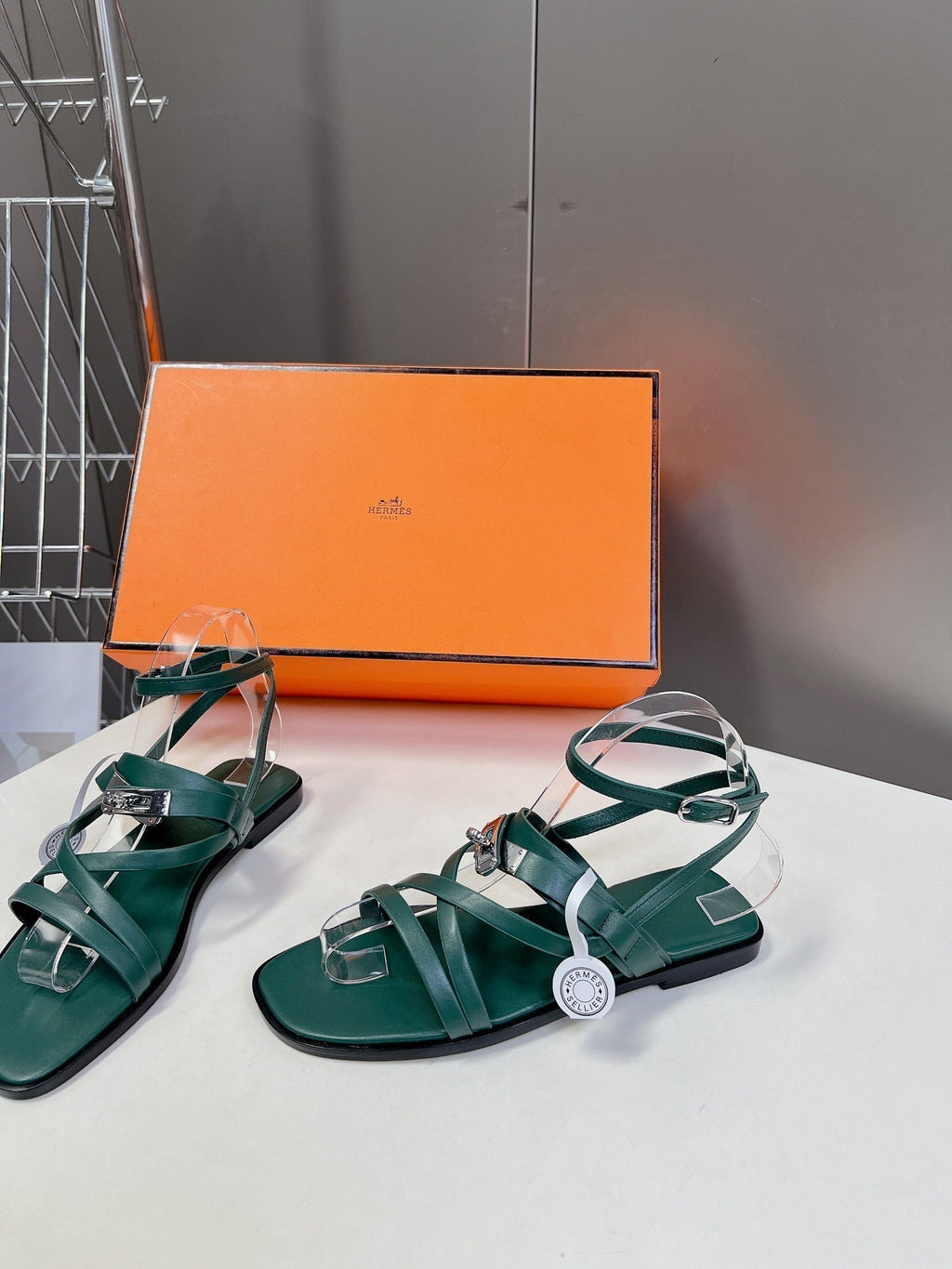 HERMES JUNE SANDAL COBALT CALFSKIN