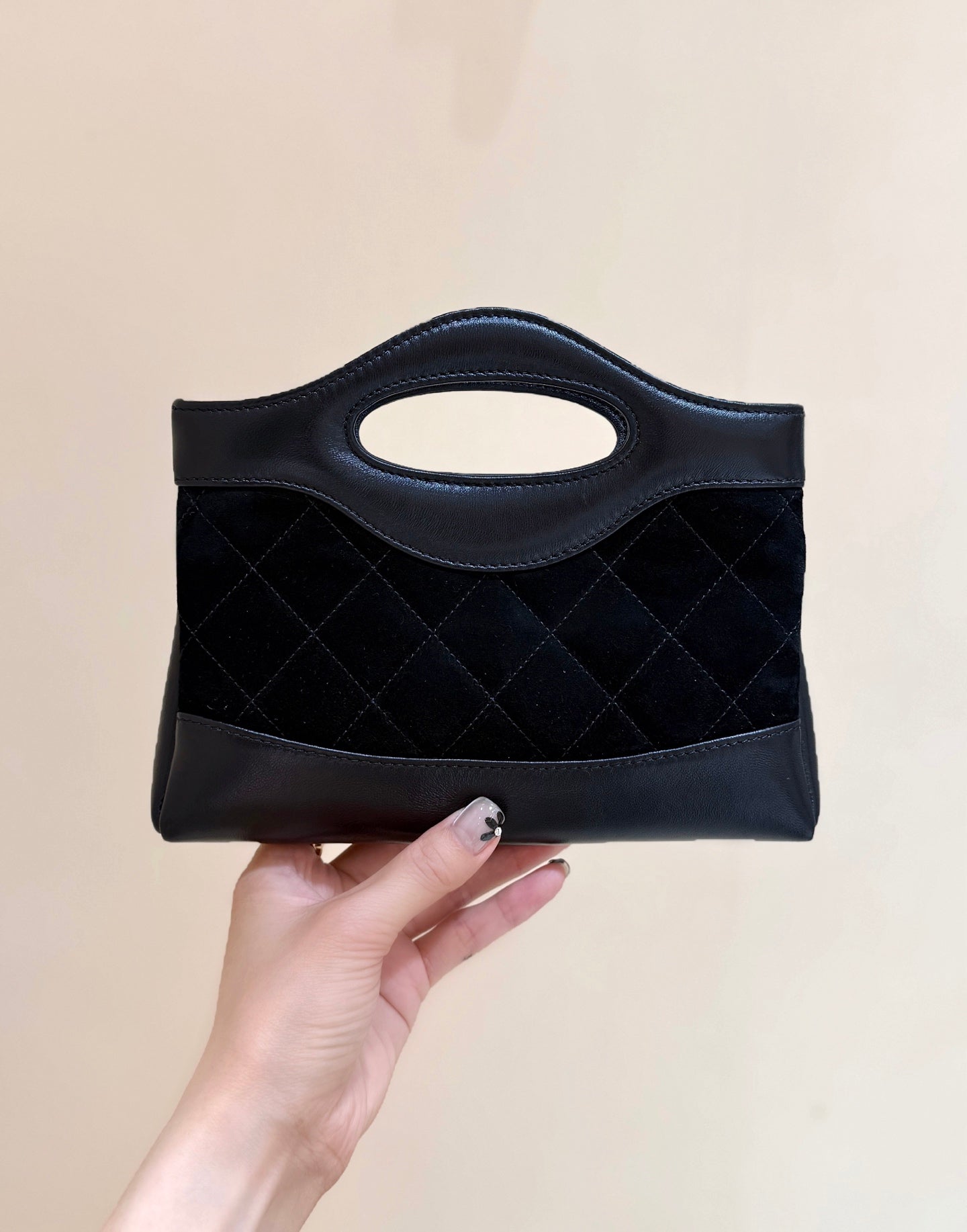 CHANEL 25S  MINI SHOPPING BAG 20 IN BLACK SUEDE CALFSKIN